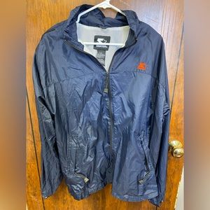 Starter Mens Windbreaker Jacket Navy Blue Vented Zipper Sleeves Size Large